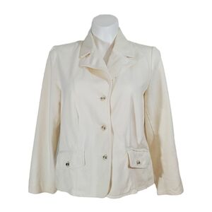Kate Hill White Denim Button Front Jean Jacket